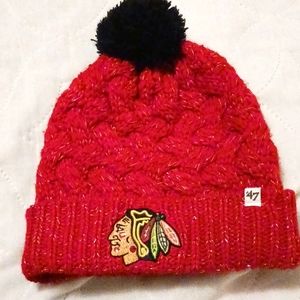 NHL 47 Womens Chicago Blackhawks knit hat with pom